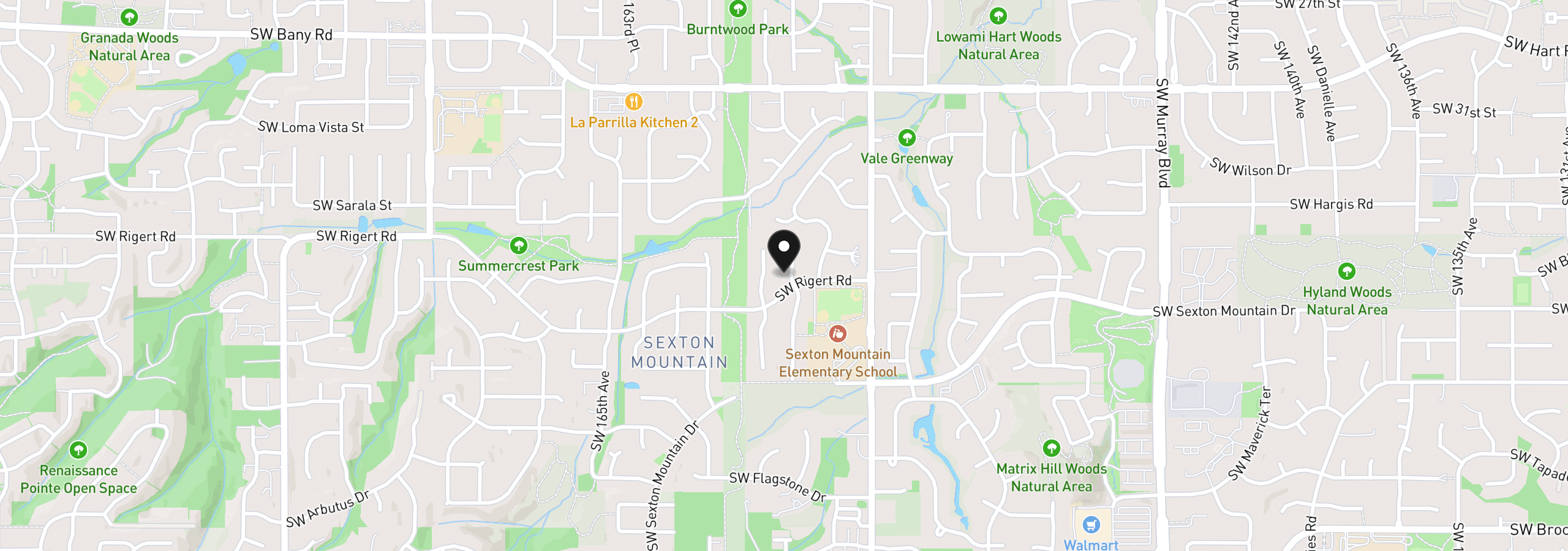 Map showing the location of 8135 SW 158th Pl, Beaverton, OR 97007