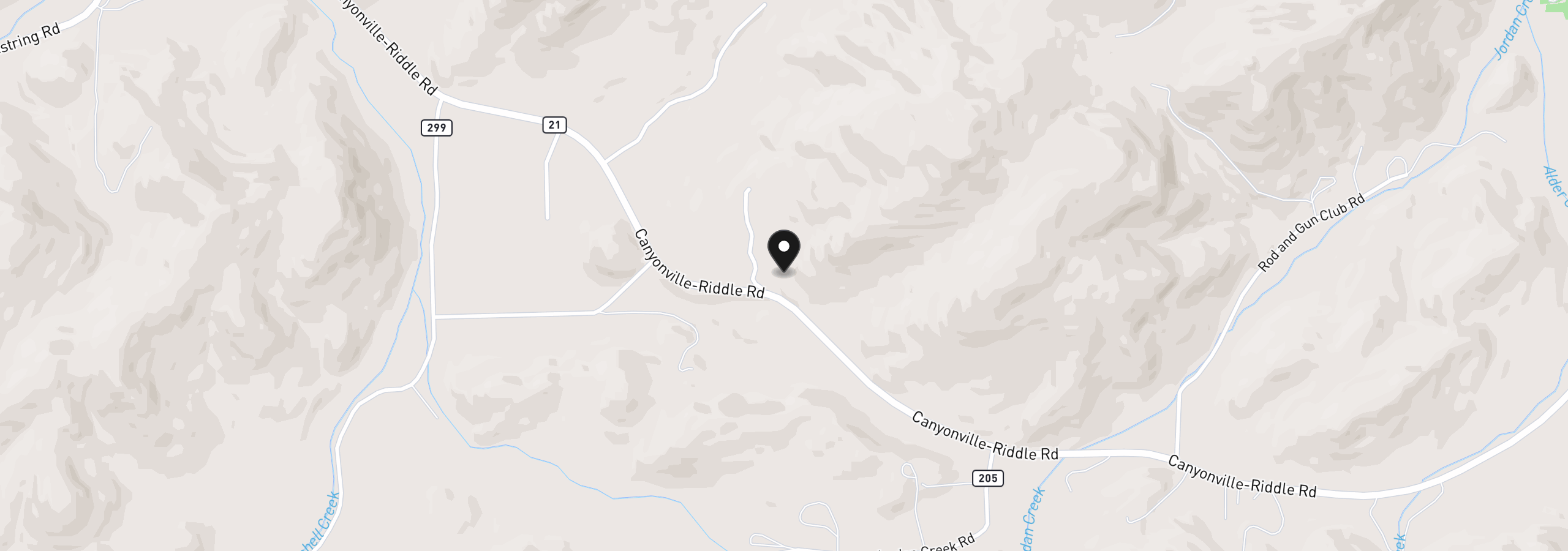 Map showing the location of 2263 Canyonville Riddle Rd, Riddle, OR 97469