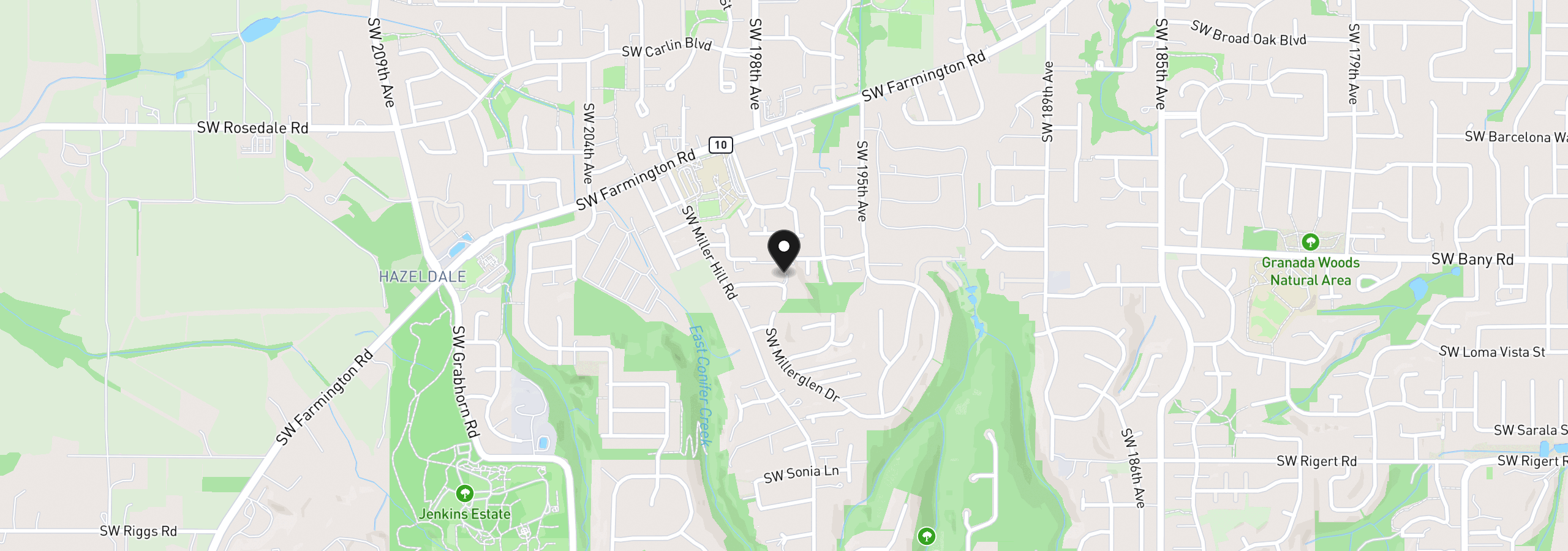 Map showing the location of 19783 SW Lou Ln, Beaverton, OR 97007