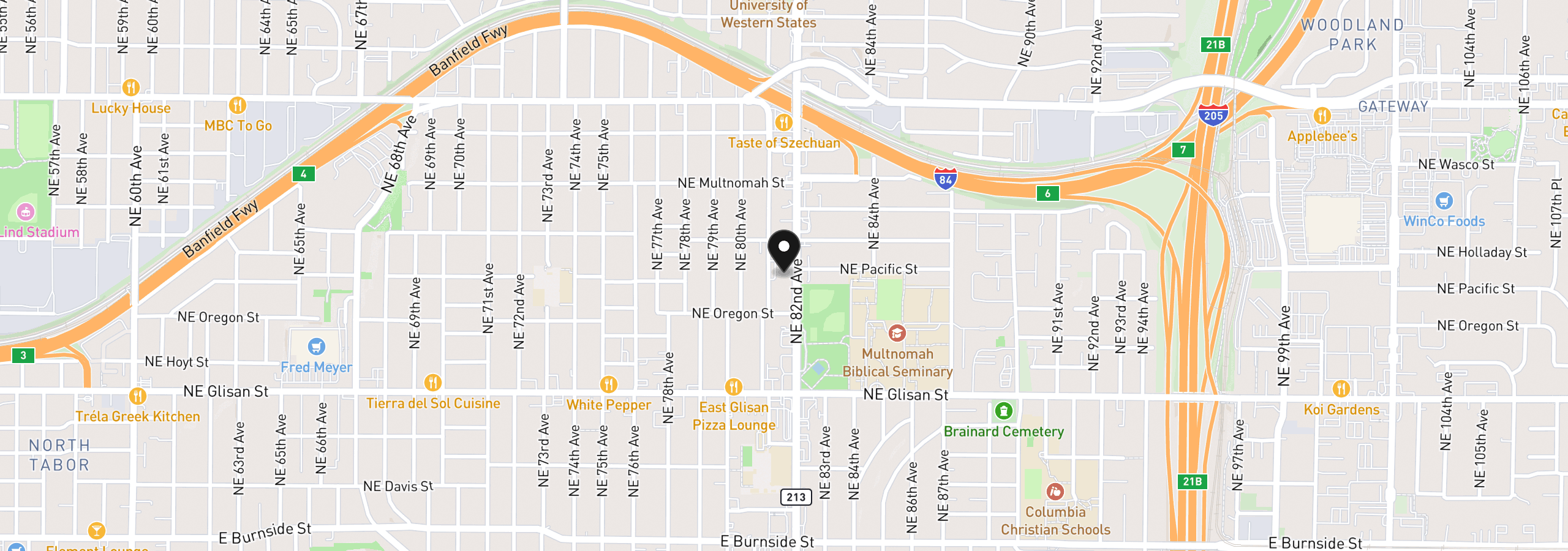 Map showing the location of 900 NE 81st Ave 402, Portland, OR 97213