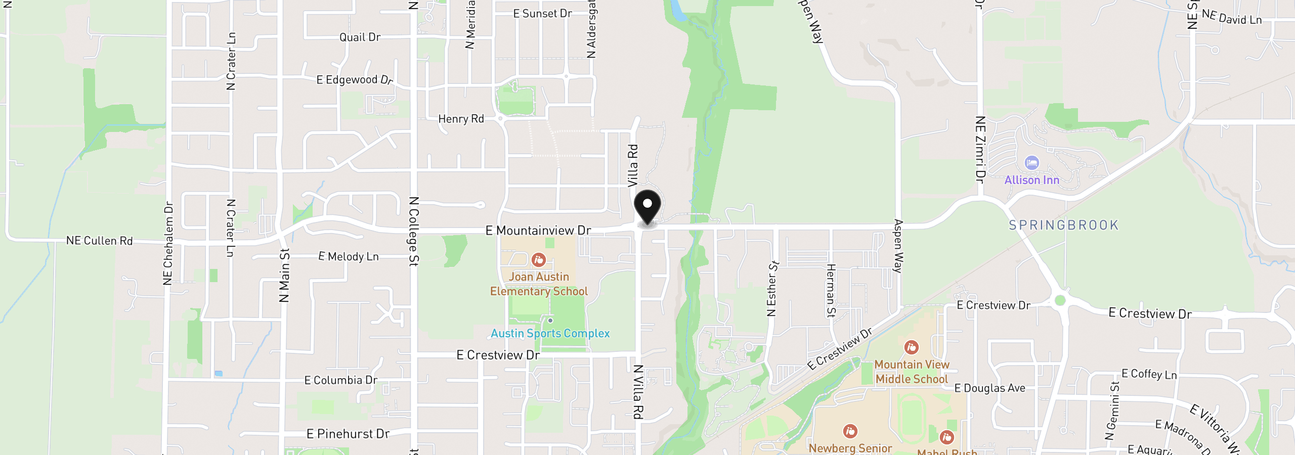 Map showing the location of 1300 E Canto St, Newberg, OR 97132