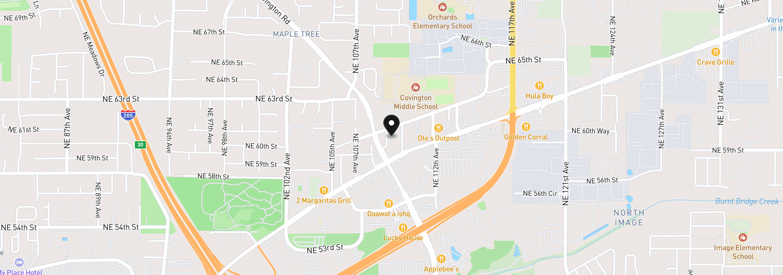Map showing the location of 6007 NE 109th Ave, Vancouver, Wa 98662