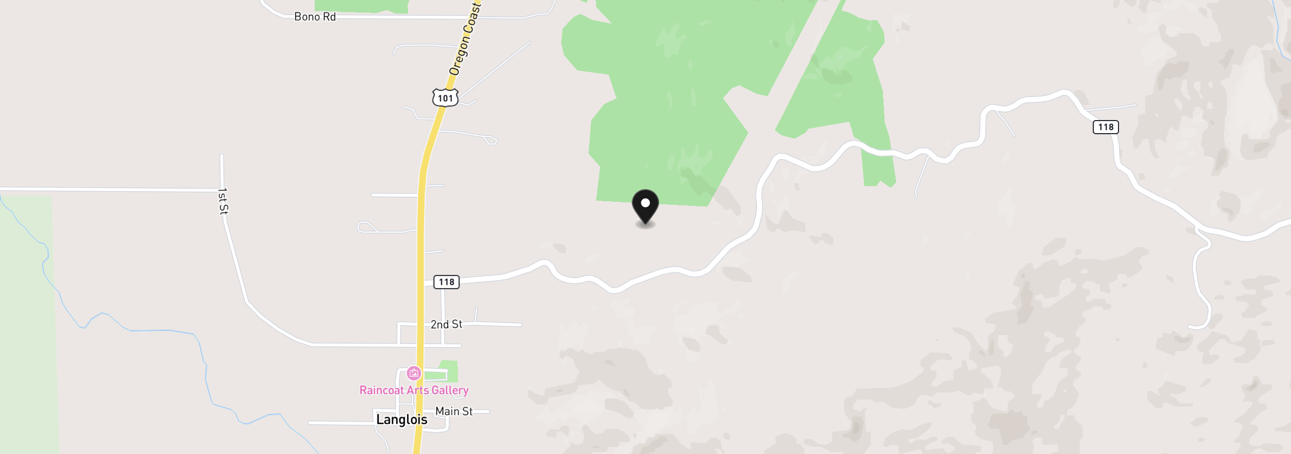 Map showing the location of 94515 Langlois Mountain Rd, Langlois, OR 97450