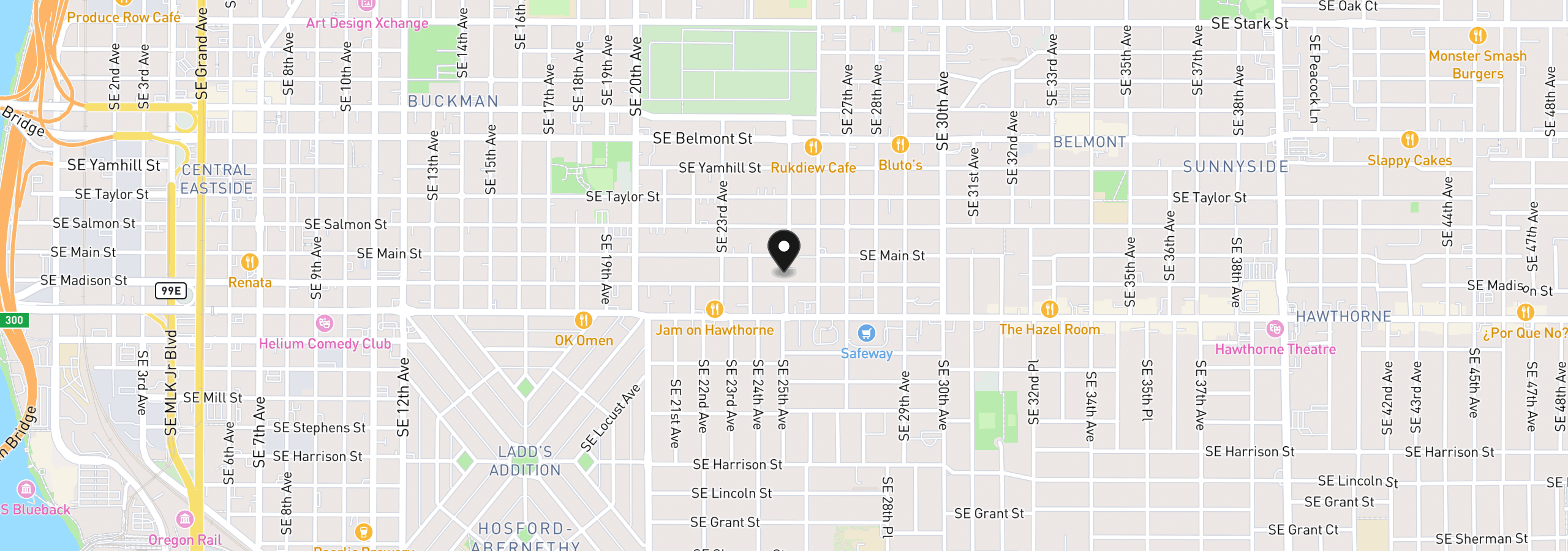 Map showing the location of 2455 SE Madison St, Portland, OR 97214