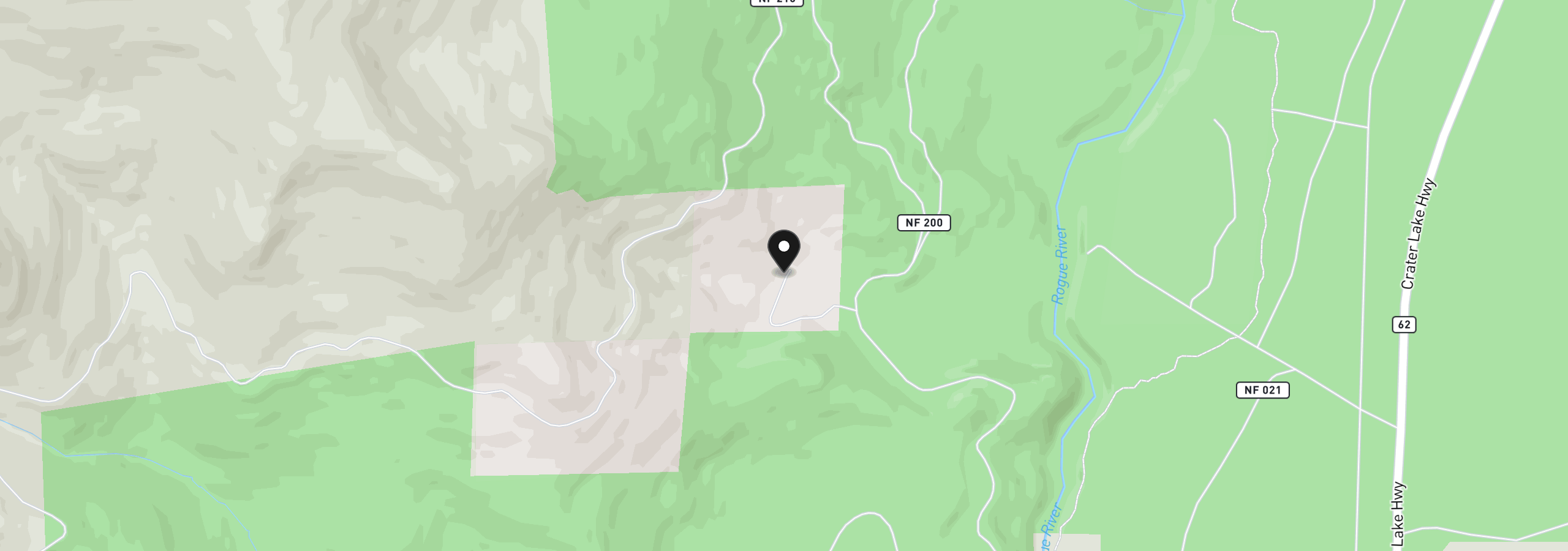 Map showing the location of River Rd, Prospect, OR 97536