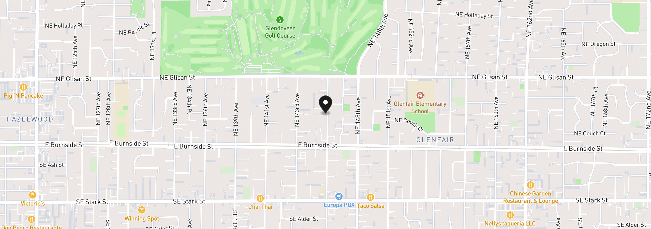 Map showing the location of 217 NE 146th Ave 4, Portland, OR 97230