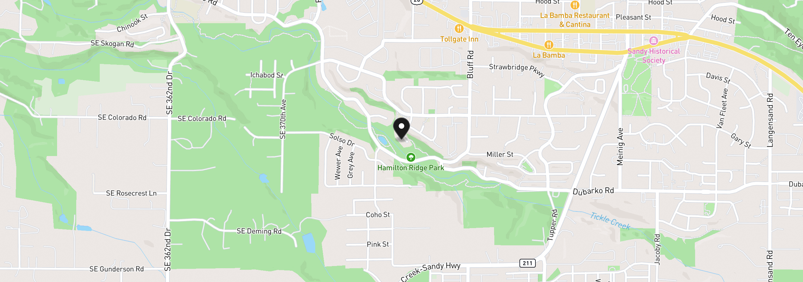 Map showing the location of 37720 Hamilton Ridge Dr, Sandy, OR 97055