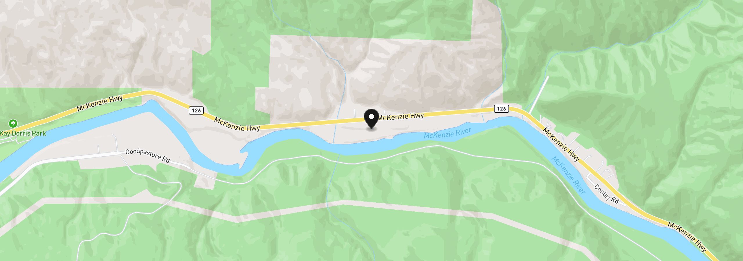 Map showing the location of 47664 McKenzie Hwy, Vida, OR 97488