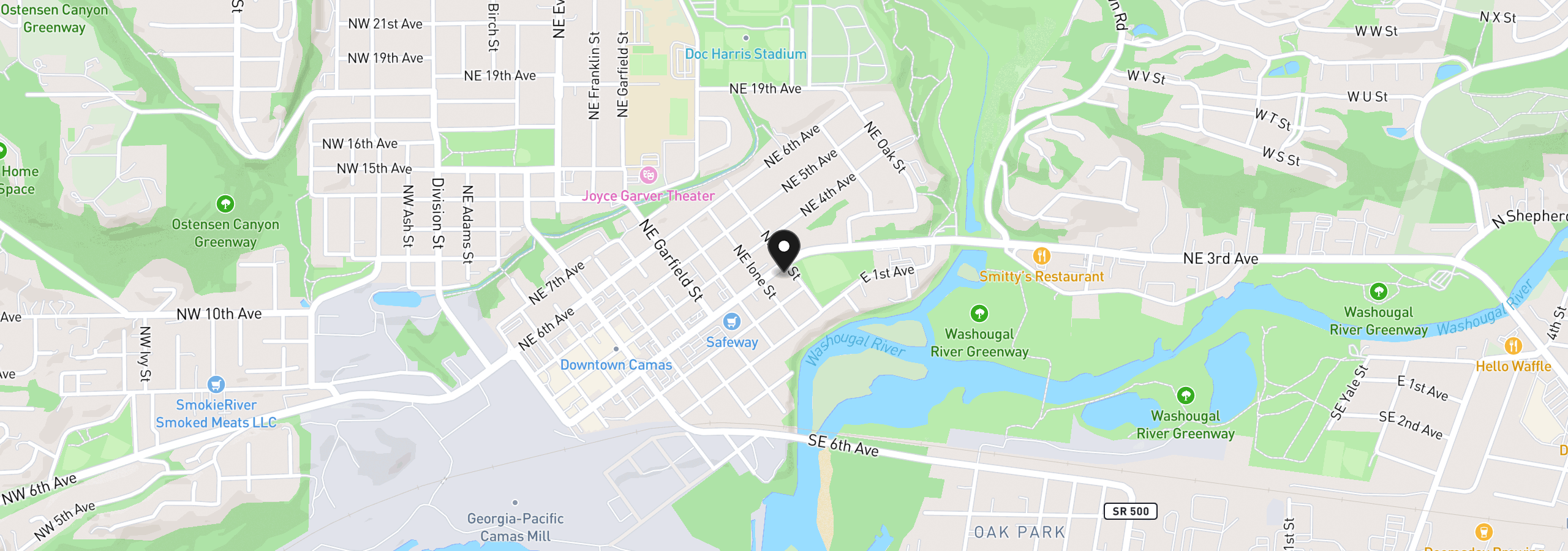 Map showing the location of 223 NE Joy St, Camas, Wa 98607