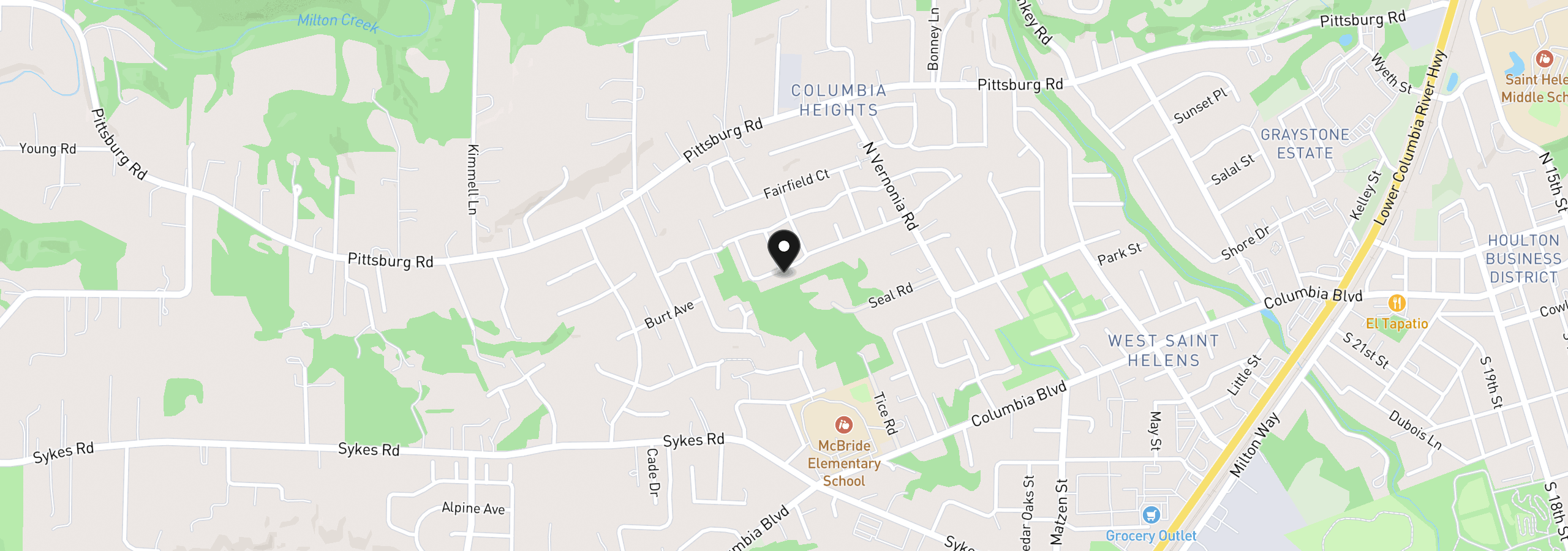 Map showing the location of 35365 Oakwood Dr, St. Helens, OR 97051