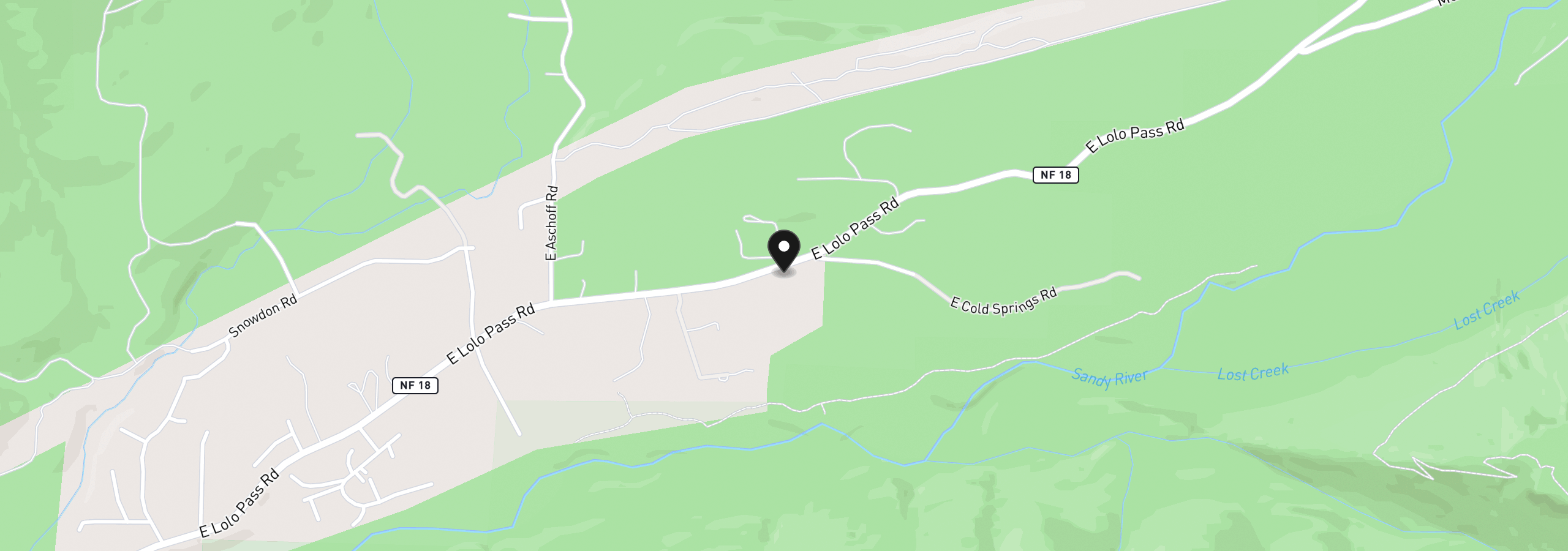 Map showing the location of 20570 E Lolo Pass Rd, Rhododendron, OR 97049