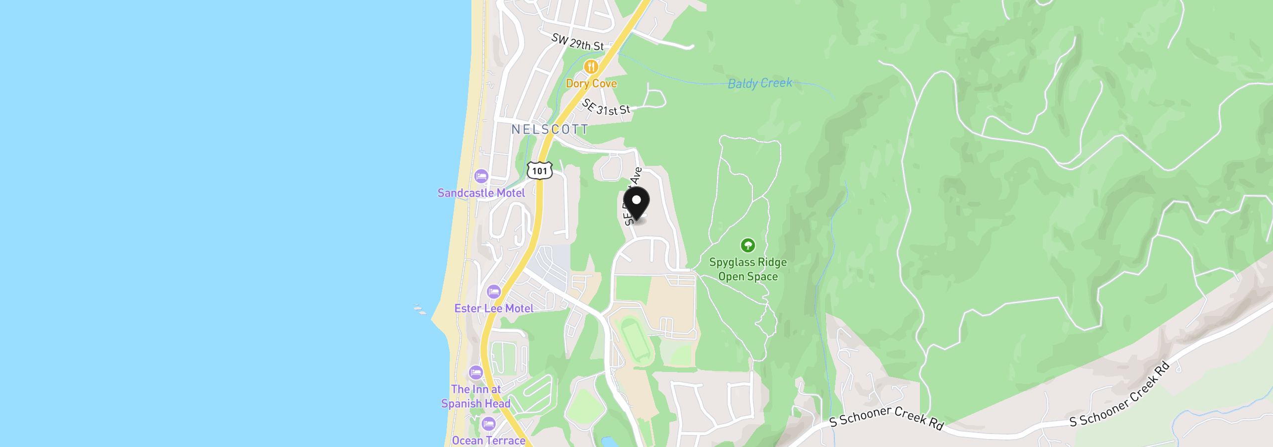 Map showing the location of 3452 SE 35th Ct, Lincoln City, OR 97367