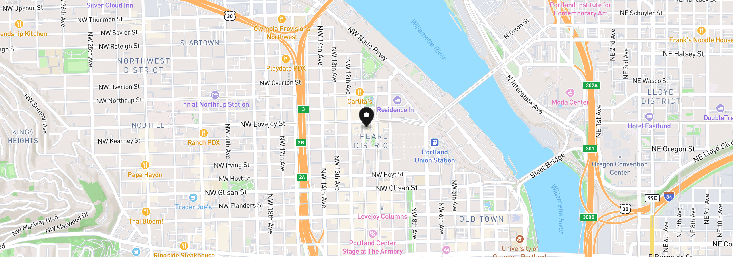 Map showing the location of 922 NW 11th Ave 104, Portland, OR 97209