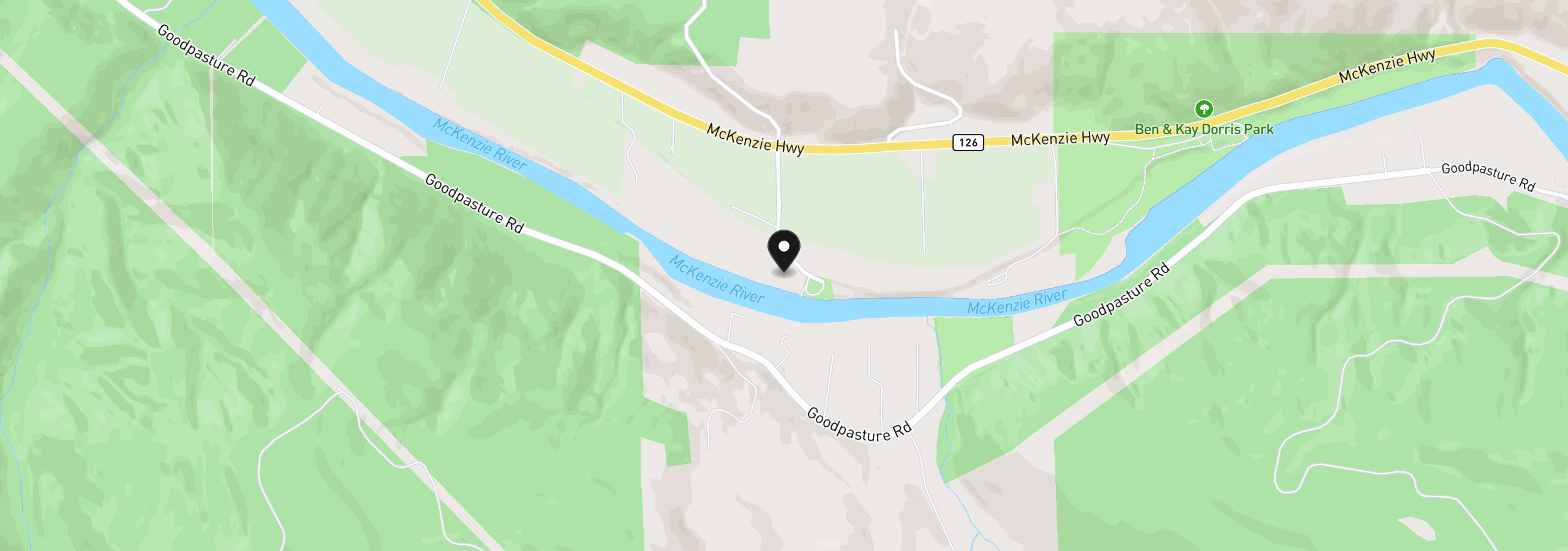 Map showing the location of 90357 Thomson Ln, Vida, OR 97488