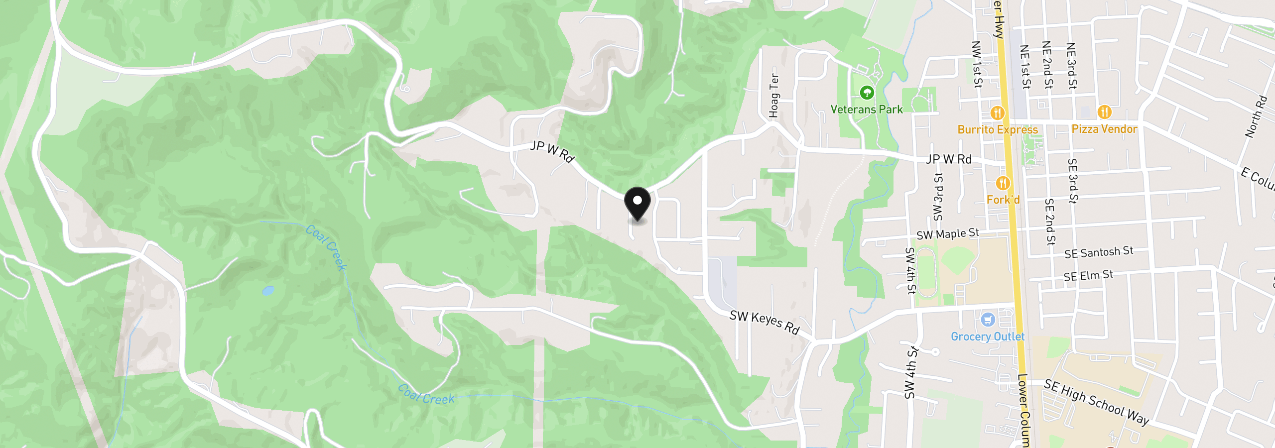 Map showing the location of 52320 SW Taylor St, Scappoose, OR 97056