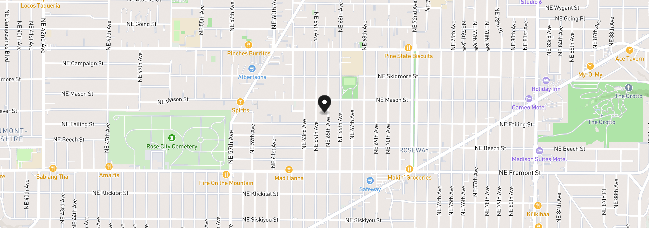 Map showing the location of 3935 NE 65th Ave, Portland, OR 97213