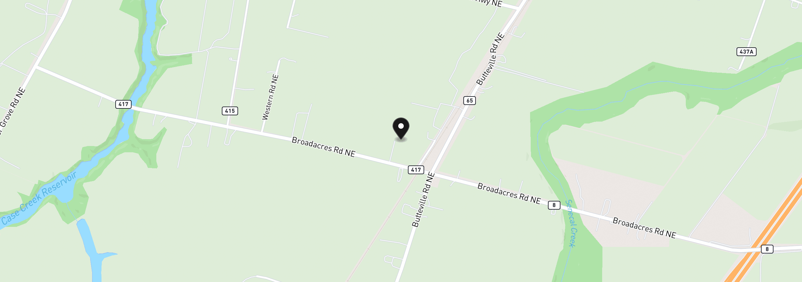 Map showing the location of 9293 Broadacres Rd NE, Aurora, OR 97002