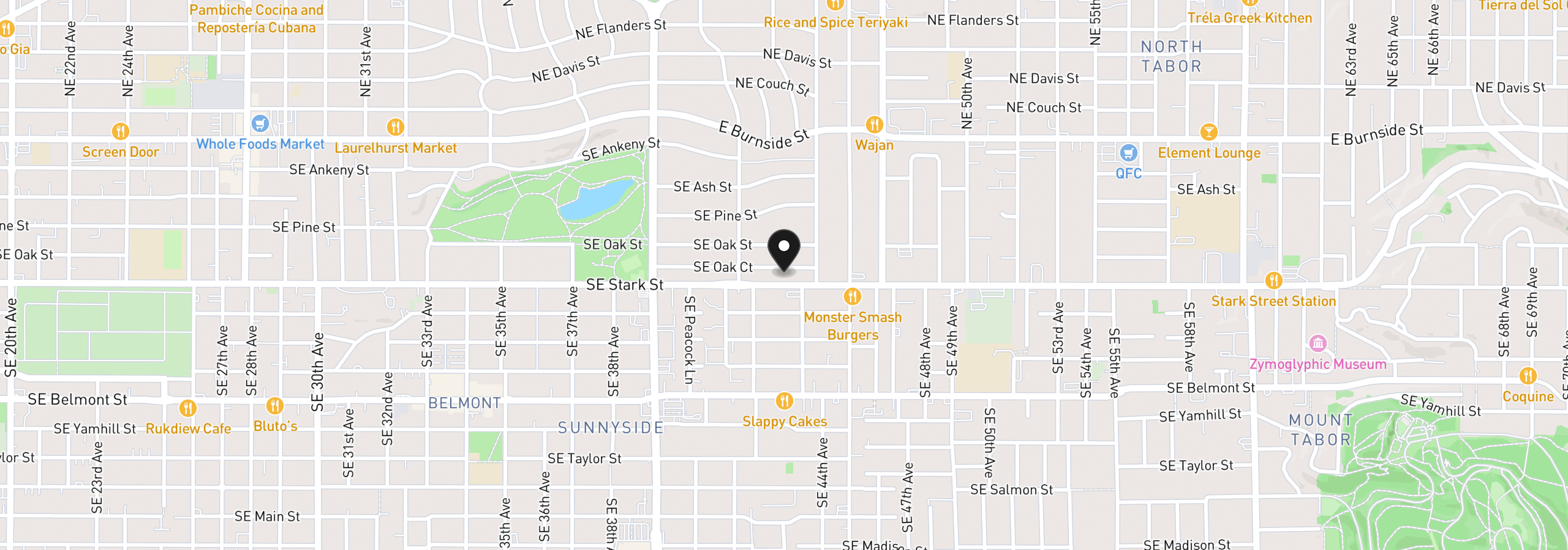 Map showing the location of 4249 SE Stark St, Portland, OR 97215