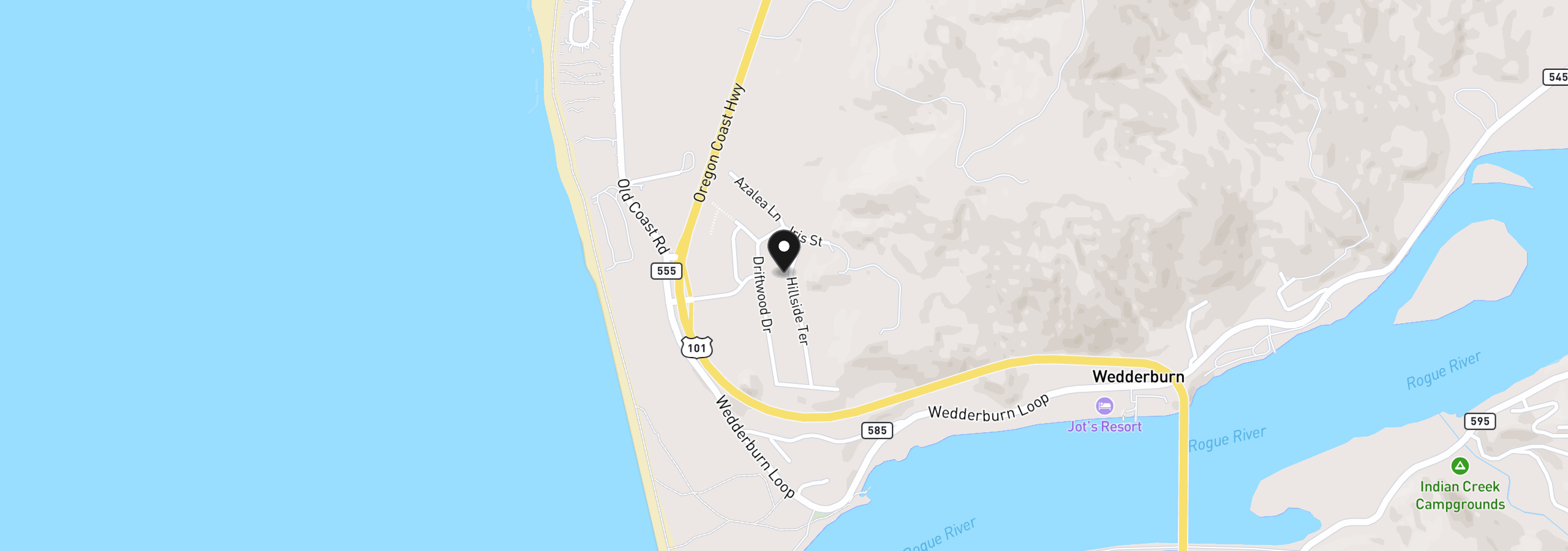 Map showing the location of 30388 Hillside Ter, Gold Beach, OR 97444