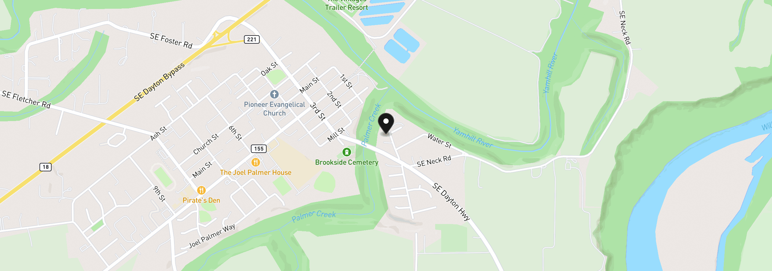 Map showing the location of 515 SE Palmer Ln, Dayton, OR 97114
