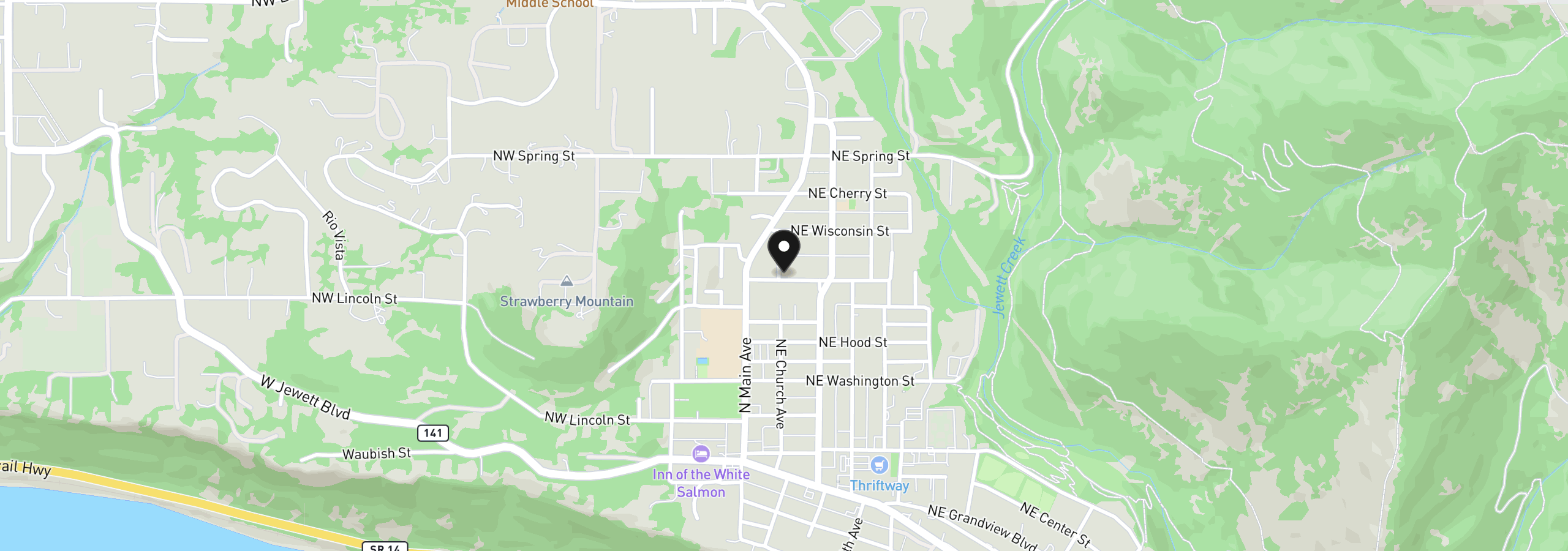 Map showing the location of 701 NE Church Pl, White Salmon, Wa 98672