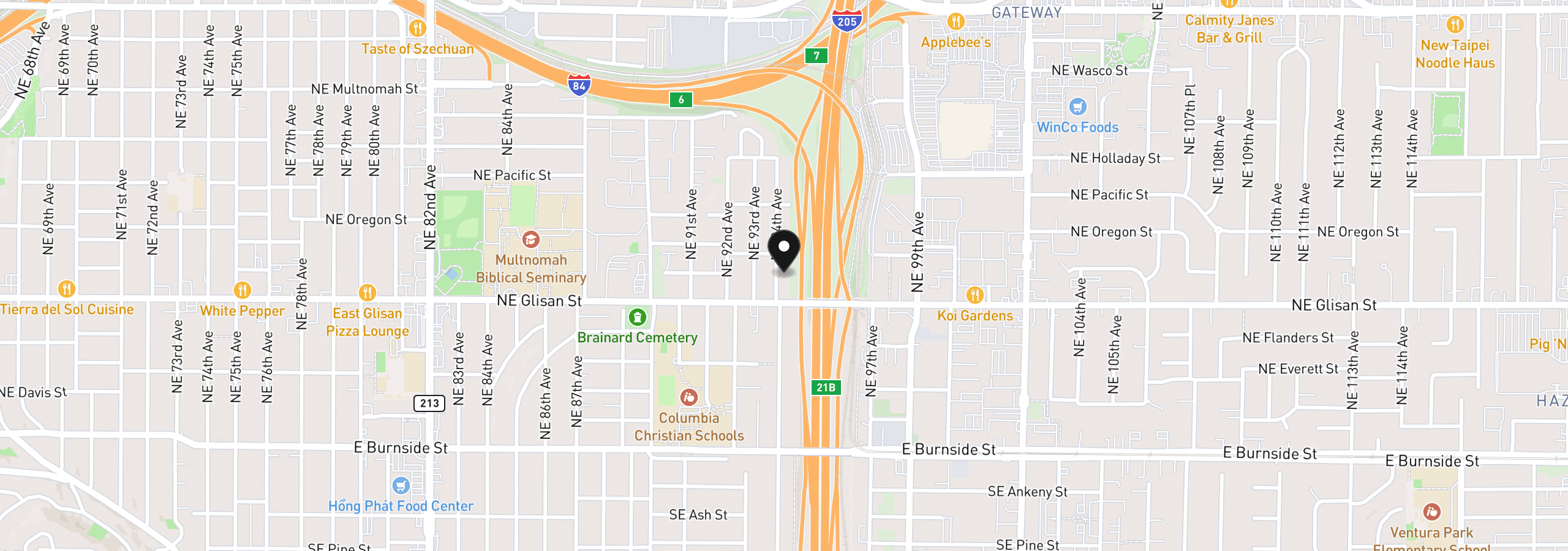 Map showing the location of 540 NE 94th Ave, Portland, OR 97220