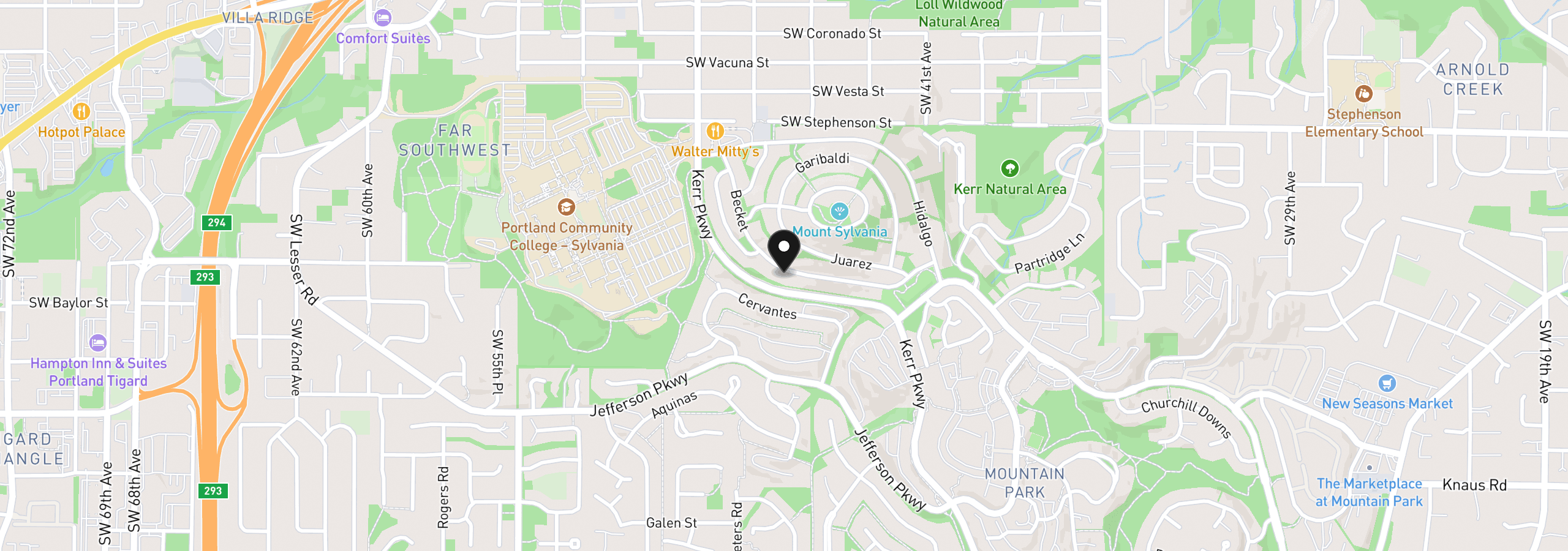 Map showing the location of 25 Becket St, Lake Oswego, OR 97035