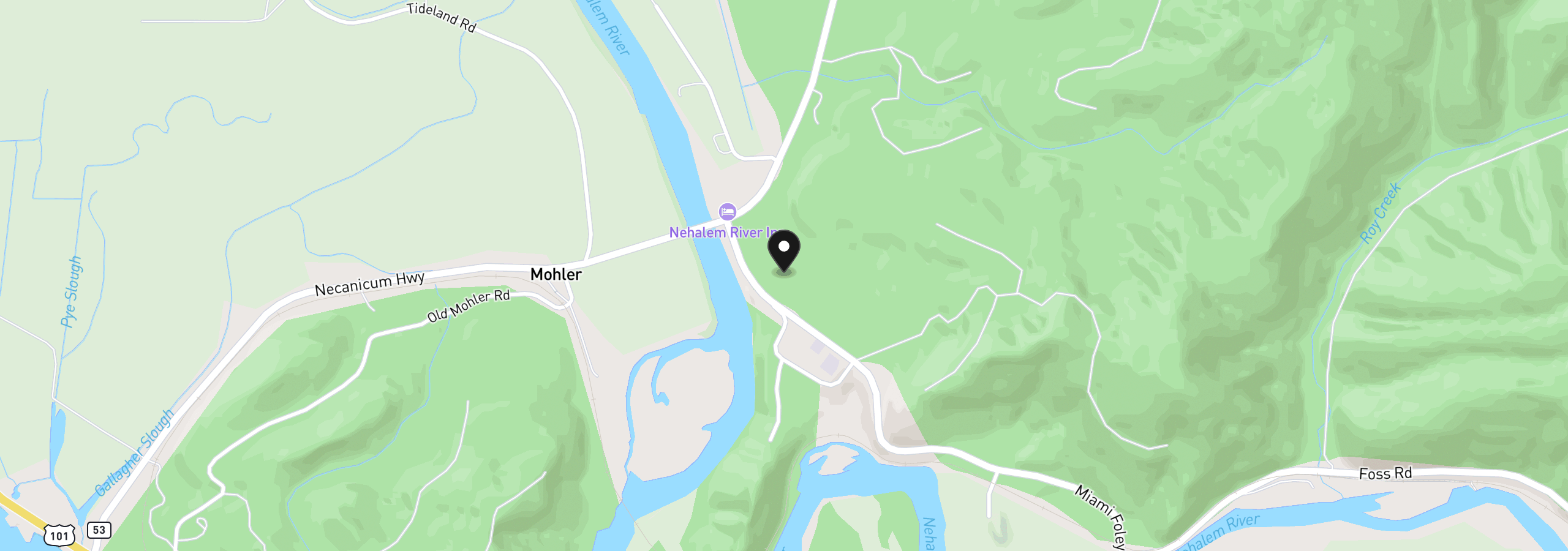 Map showing the location of 34575 Miami Foley Rd, Nehalem, OR 97131