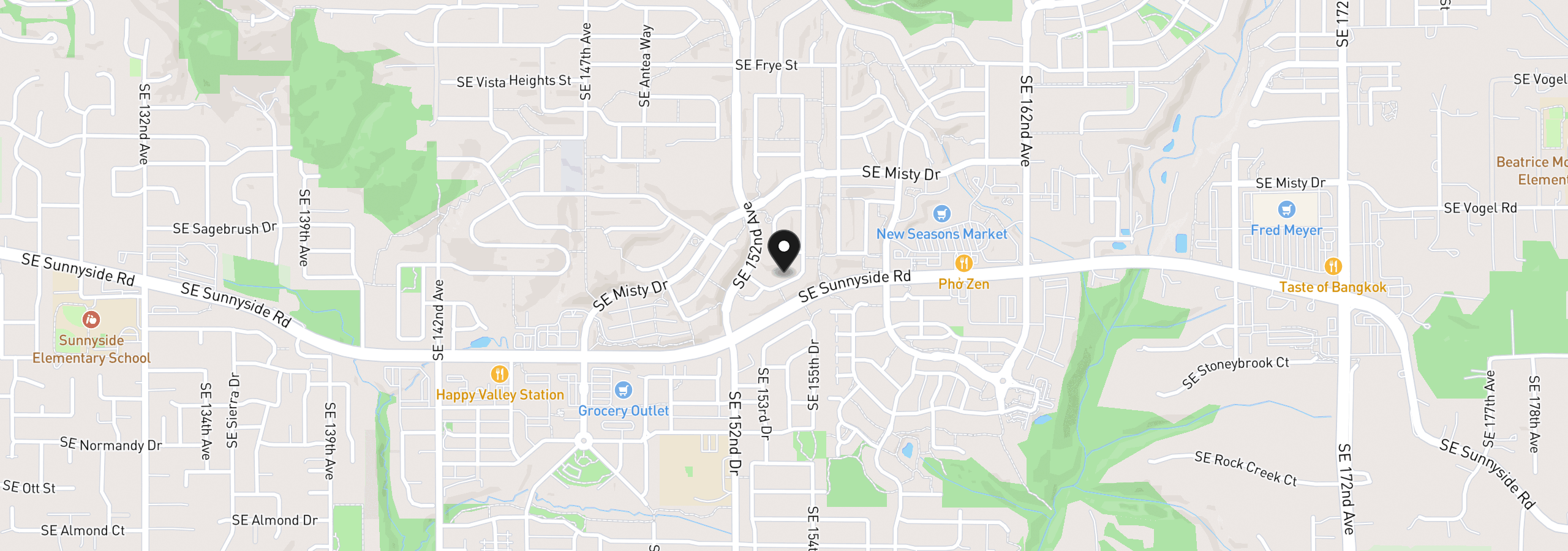Map showing the location of 13049 SE Meadehill Ave, Happy Valley, OR 97086