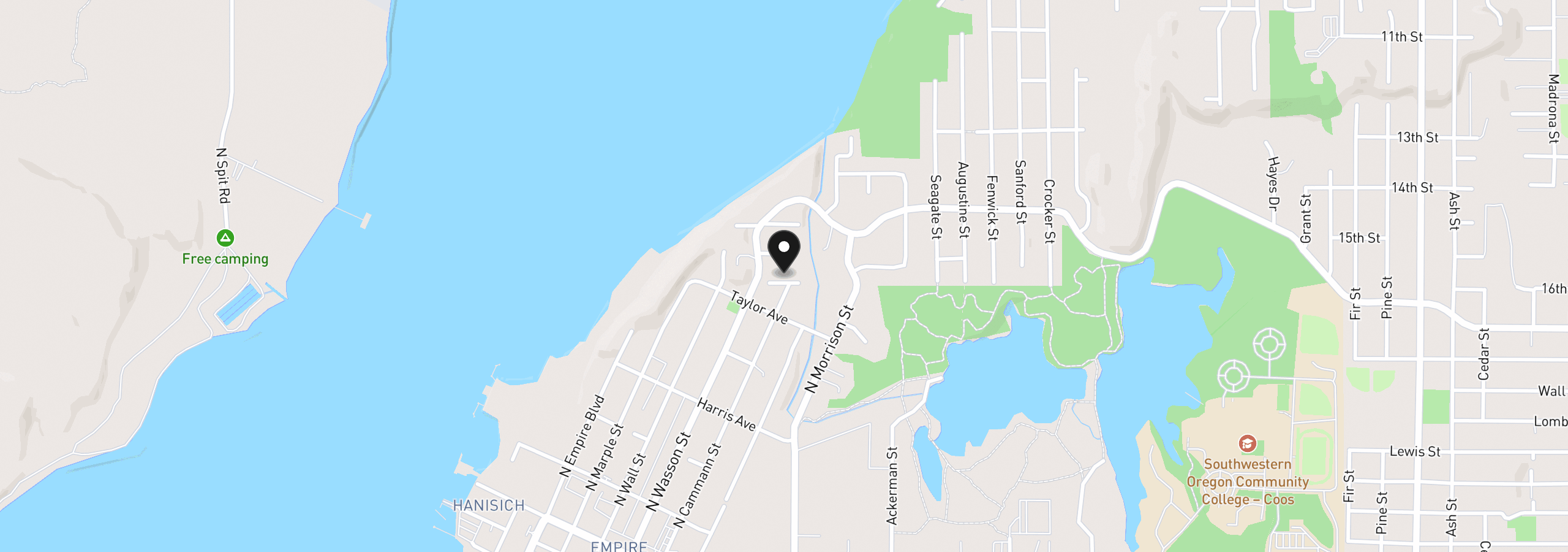Map showing the location of 768 Division Ave, Coos Bay, OR 97420