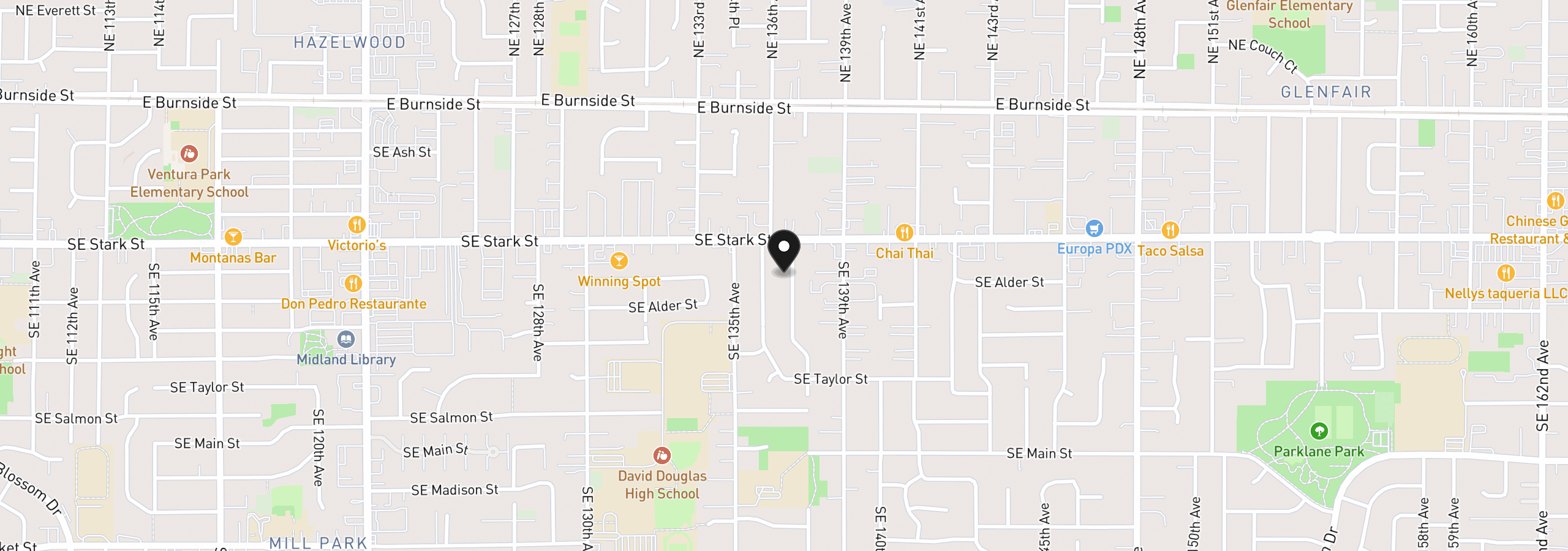 Map showing the location of 609 SE 137th Ave, Portland, OR 97233
