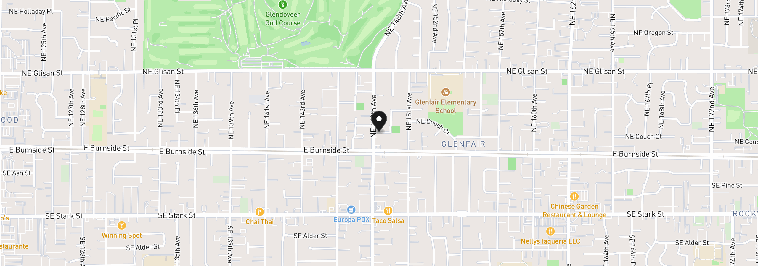 Map showing the location of 14846 NE Couch St 8, Portland, OR 97230