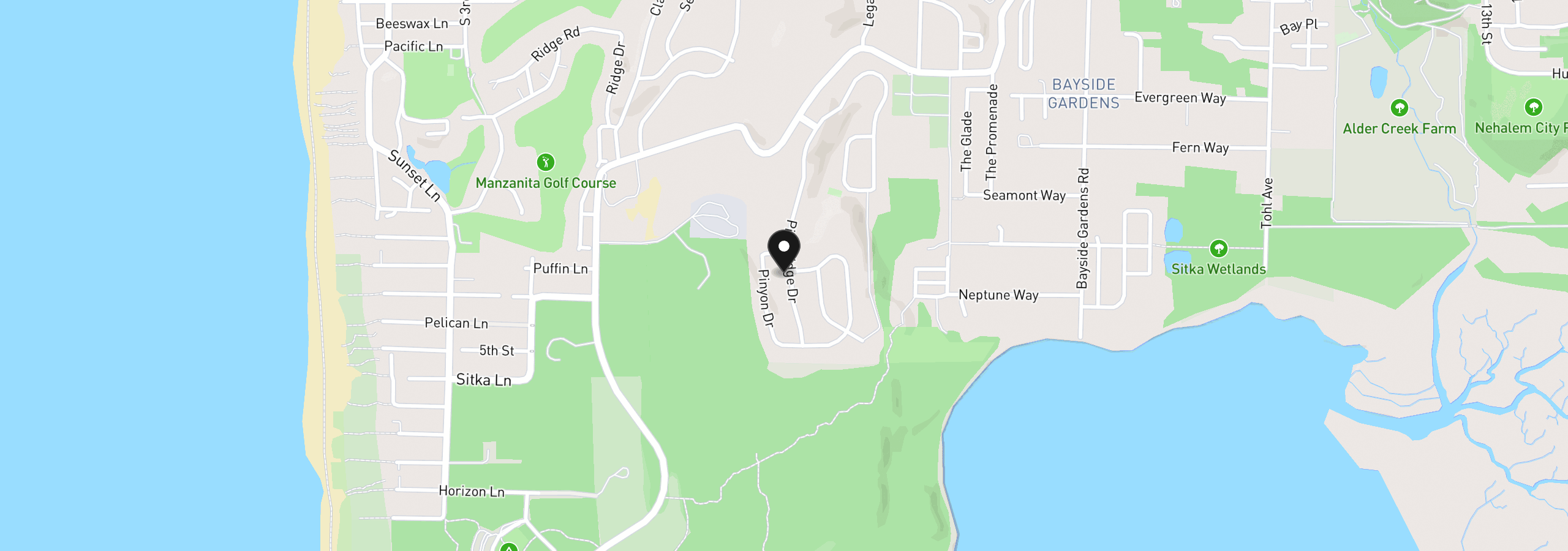 Map showing the location of 9980 Pine Ridge Dr, Nehalem, OR 97131