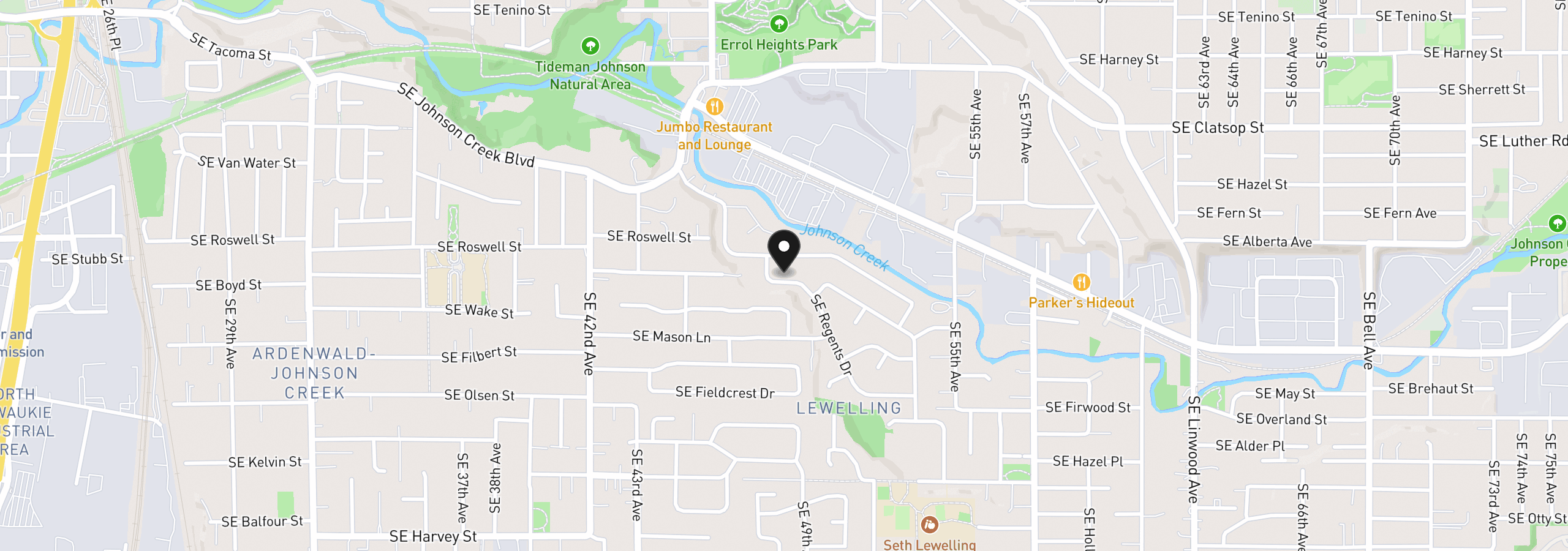 Map showing the location of 8825 SE Regents Dr, Milwaukie, OR 97222