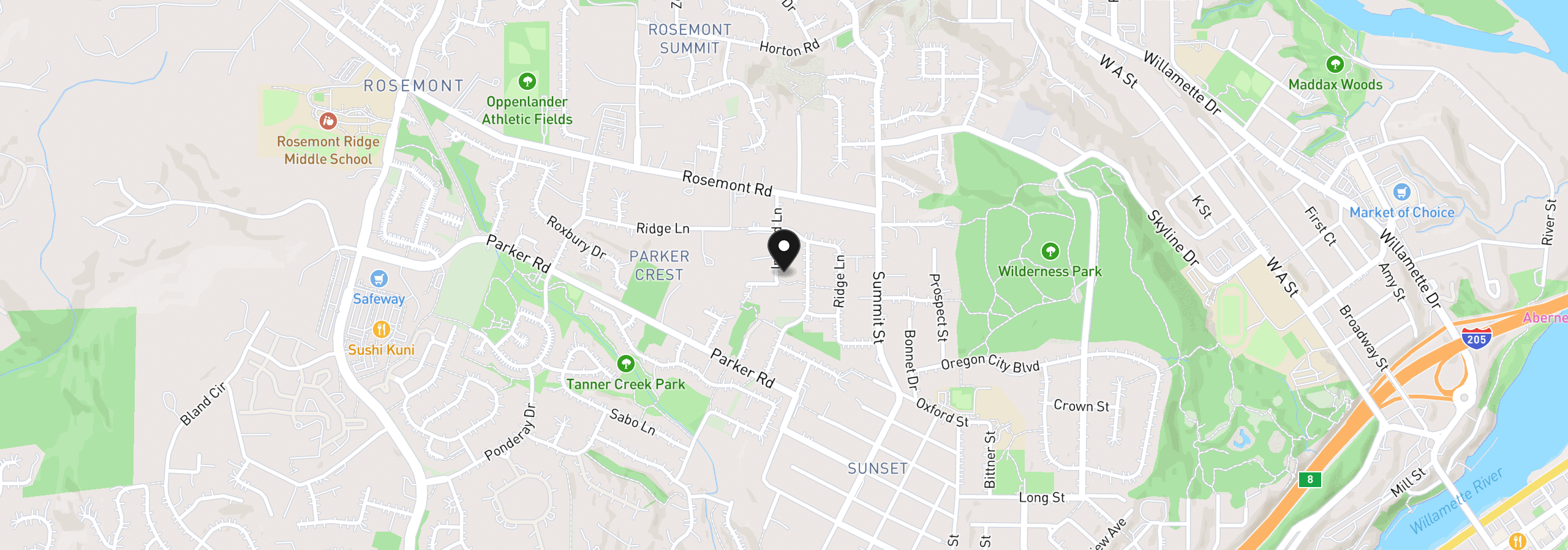 Map showing the location of 4823 Ireland Ln, West Linn, OR 97068