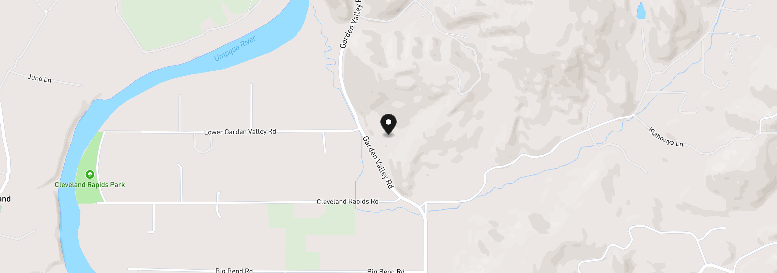 Map showing the location of 8981 Garden Valley Rd, Roseburg, OR 97470