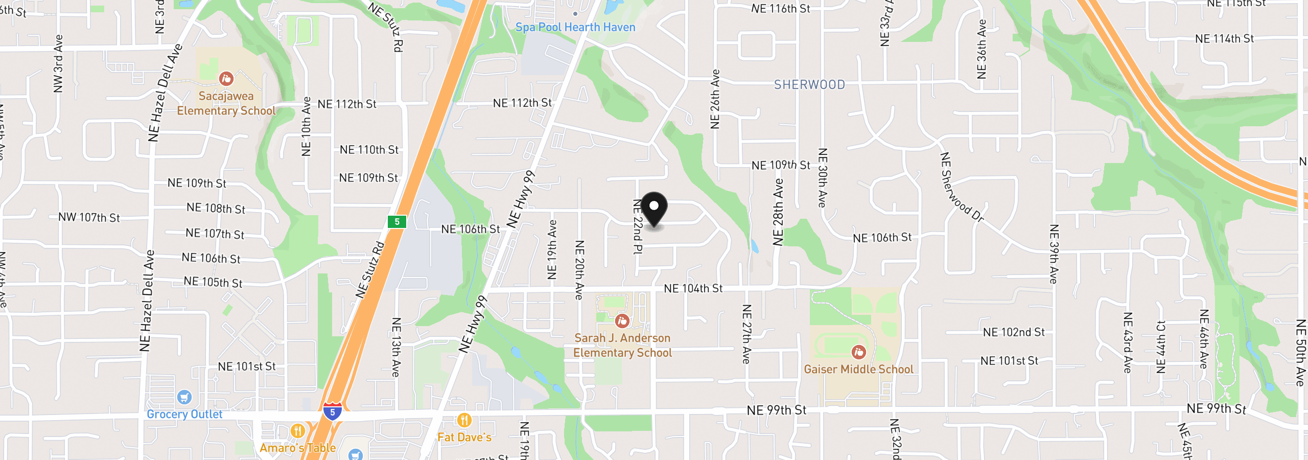 Map showing the location of 2215 NE 107th St, Vancouver, Wa 98686