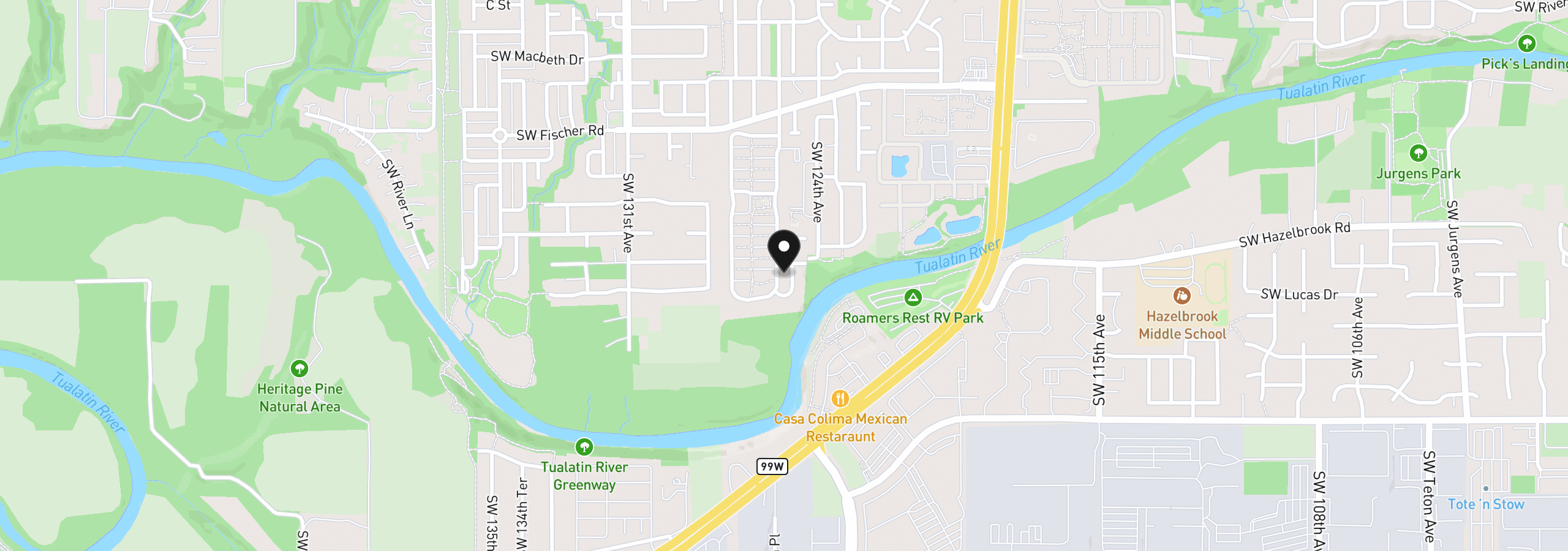 Map showing the location of 17206 SW Eldorado Dr, Portland, OR 97224