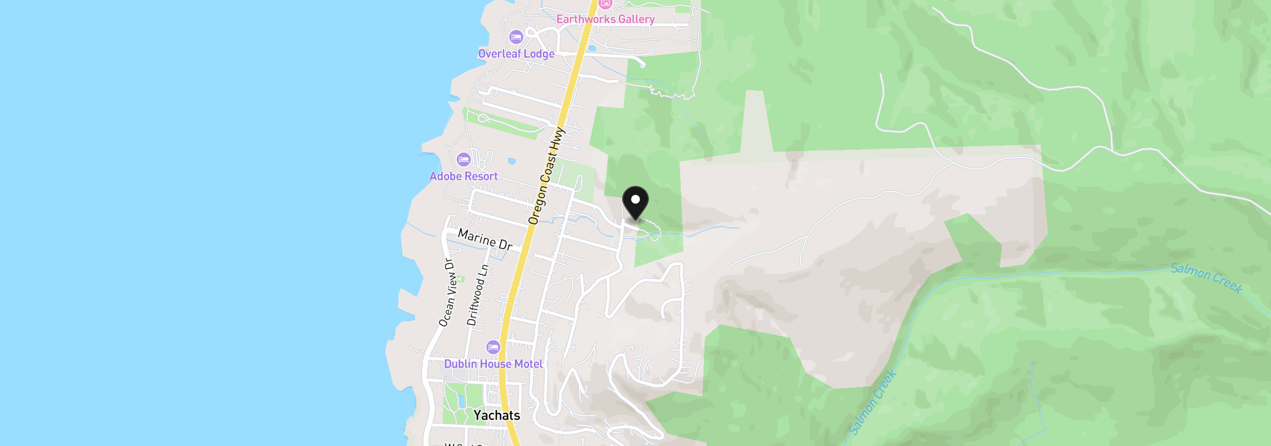 Map showing the location of 505 Creekside Ln, Yachats, OR 97498