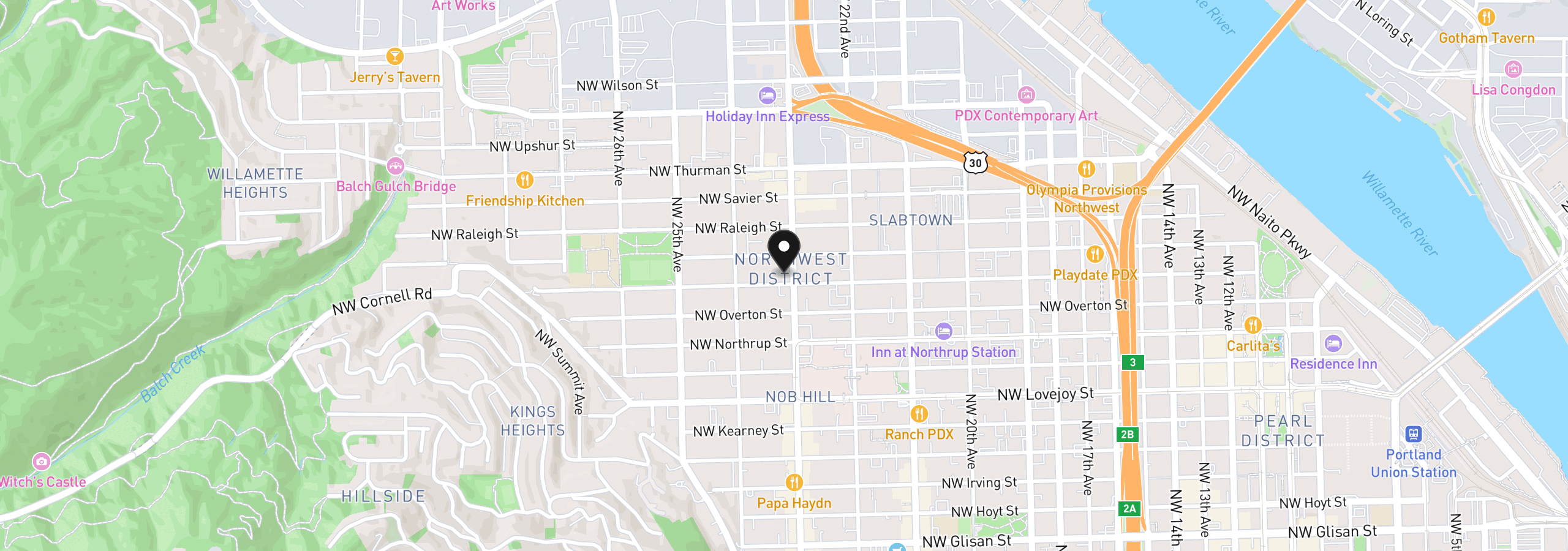 Map showing the location of 1401 NW 23rd Ave, Portland, OR 97210