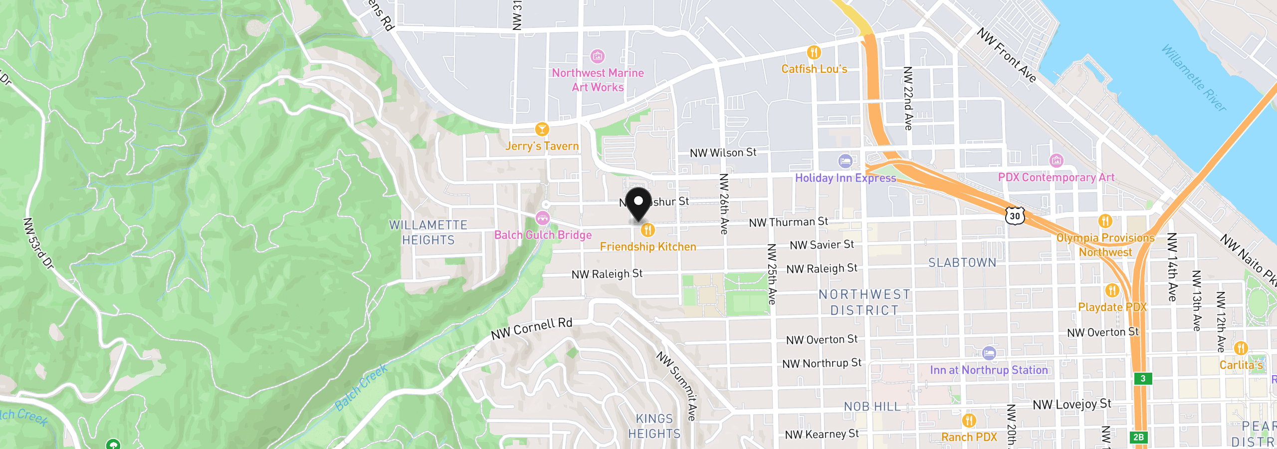 Map showing the location of 2795 NW Thurman St, Portland, OR 97210