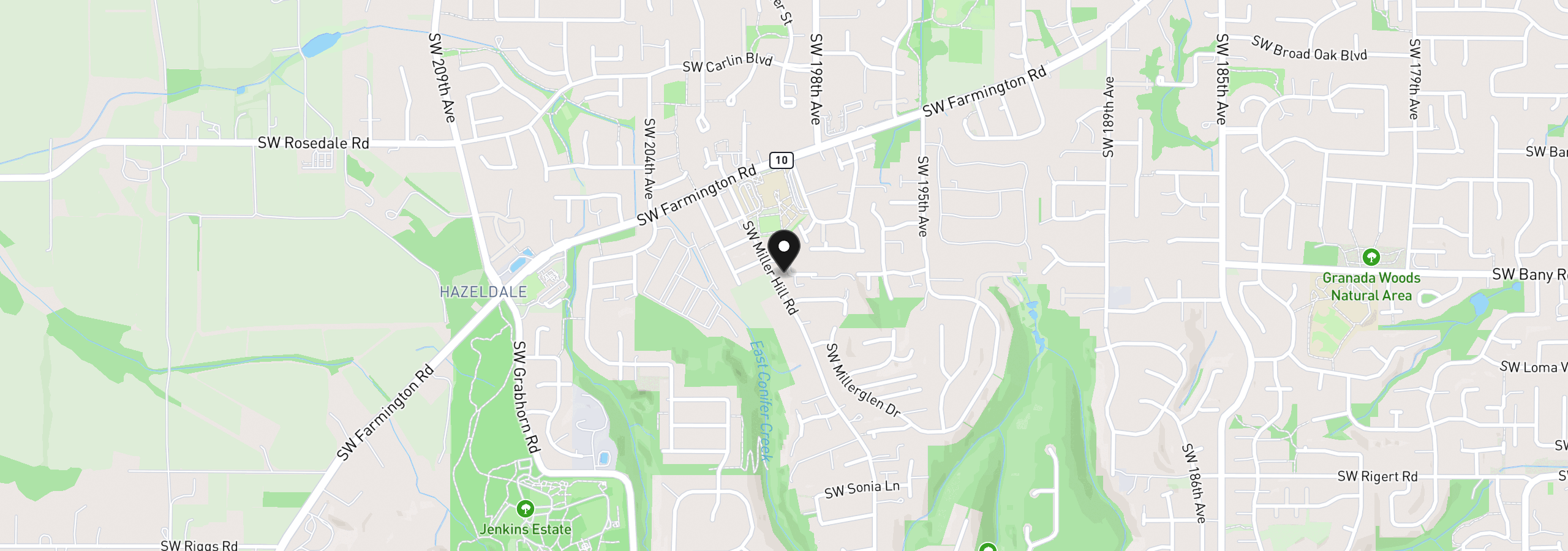 Map showing the location of 19966 SW Bernhardt L-8, Beaverton, OR 97007
