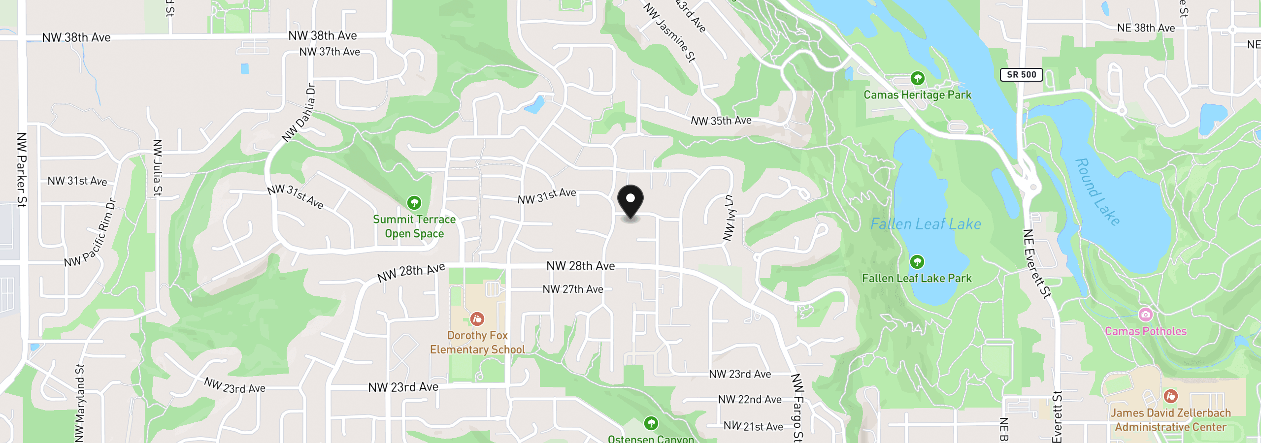 Map showing the location of 1418 NW 30th Ave, Camas, Wa 98607