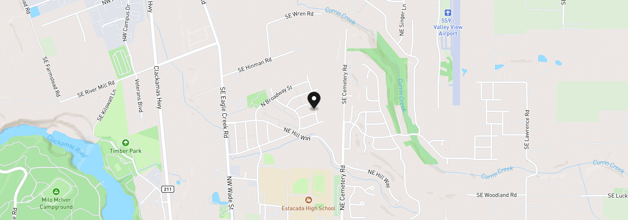 Map showing the location of 513 NE Fremont Dr, Estacada, OR 97023