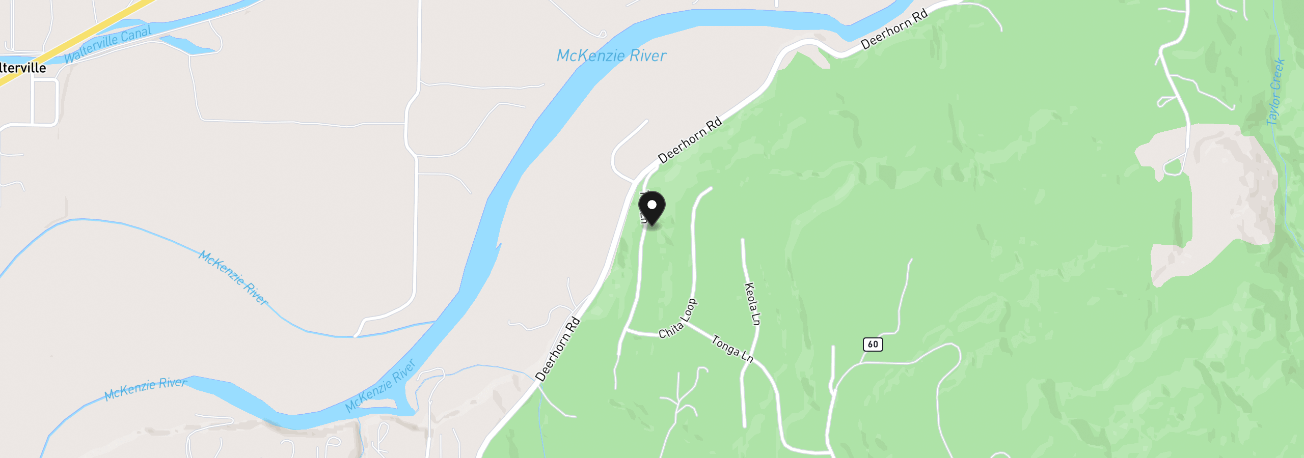 Map showing the location of 88193 Tiki Ln, Springfield, OR 97478