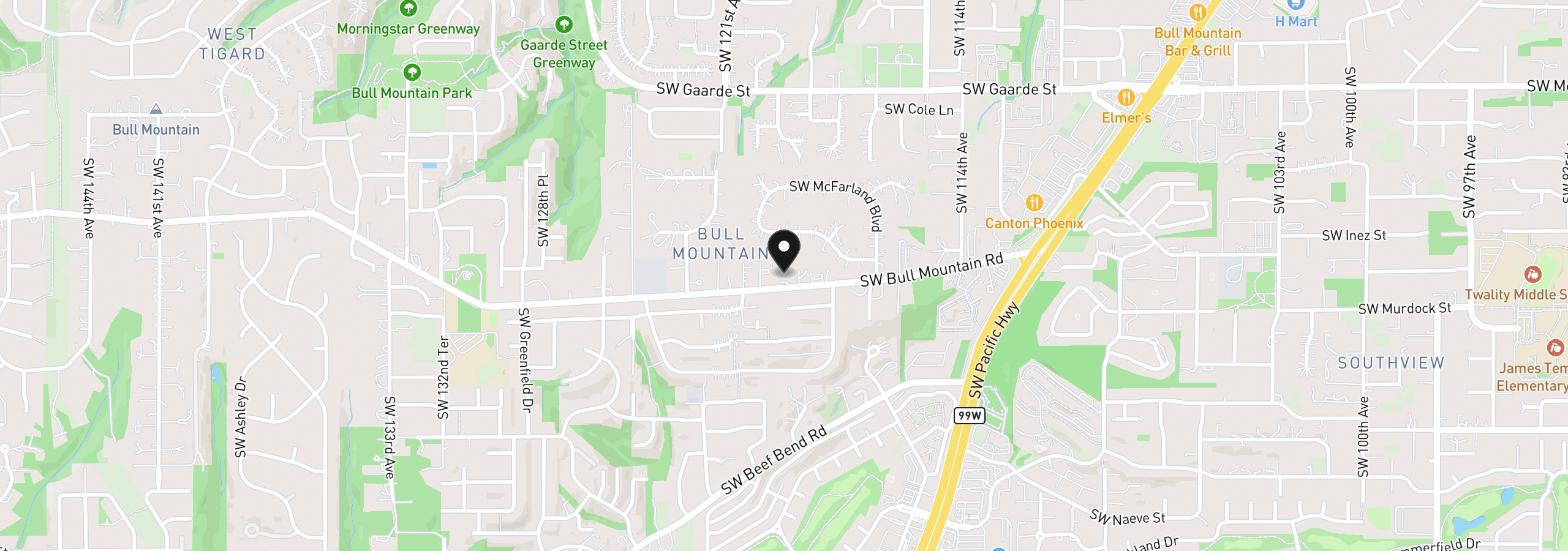 Map showing the location of 11949 SW Bull Mountain Rd, Tigard, OR 97224