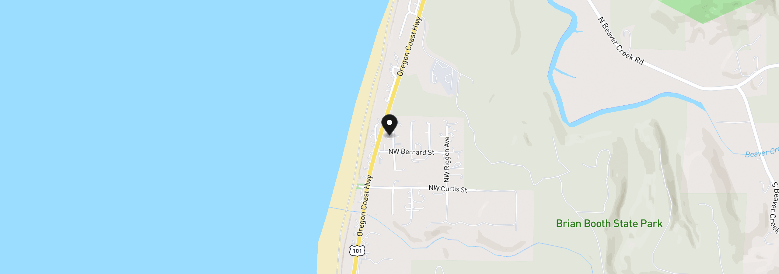 Map showing the location of 11880 NW Mallard St, Seal Rock, OR 97376