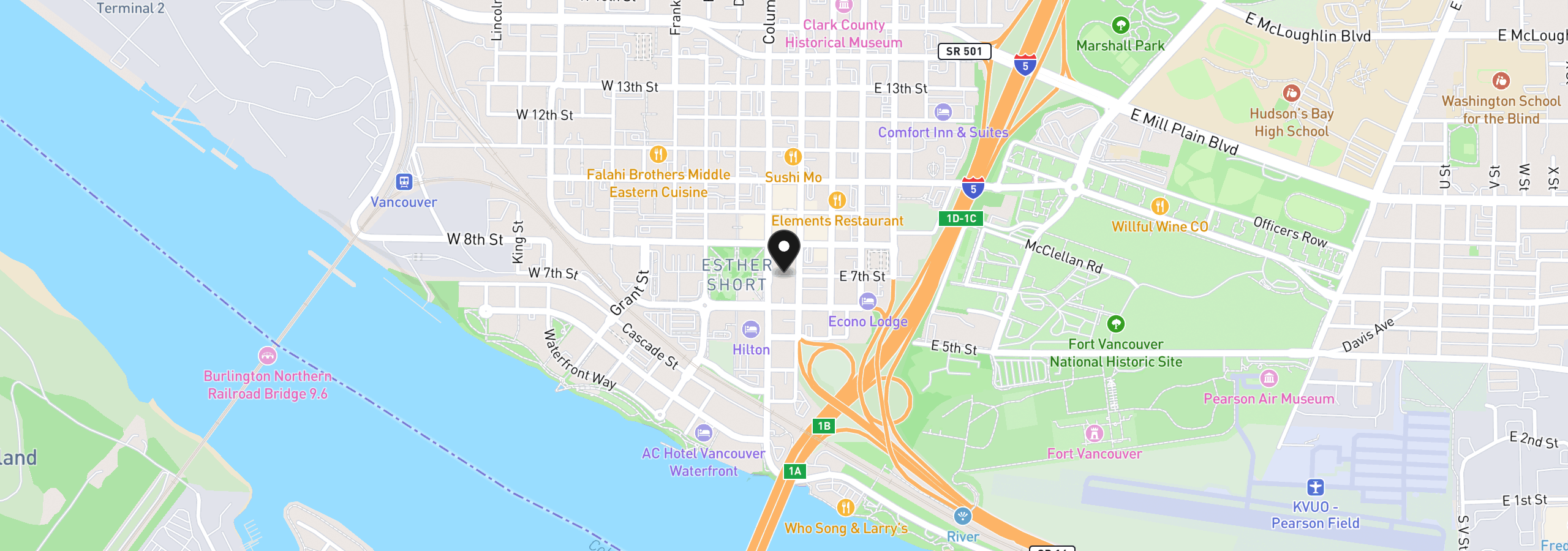 Map showing the location of 701 Columbia St 311, Vancouver, Wa 98660