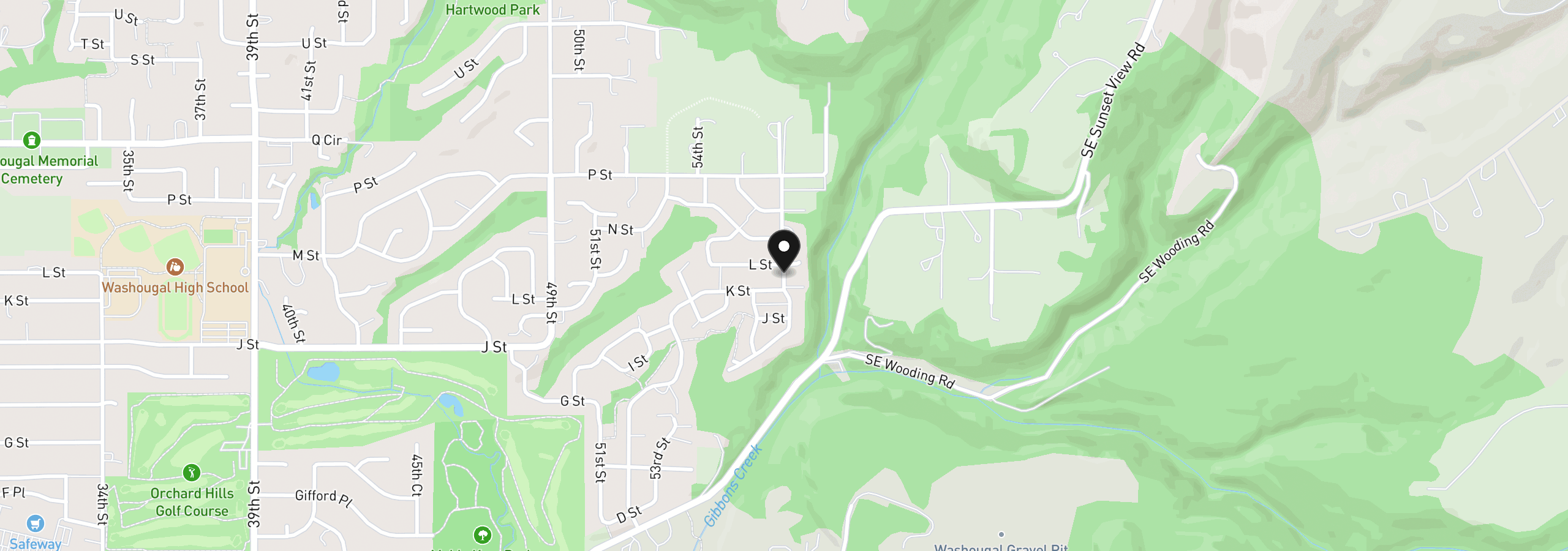 Map showing the location of 0 57th St, Washougal, Wa 98671