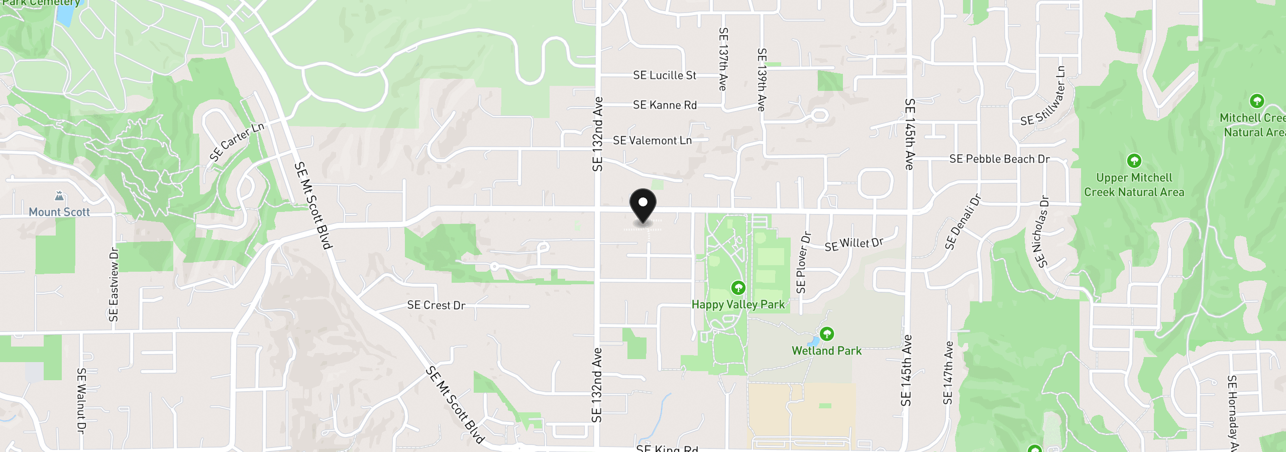 Map showing the location of 13307 SE Gray Fox Ln, Happy Valley, OR 97086